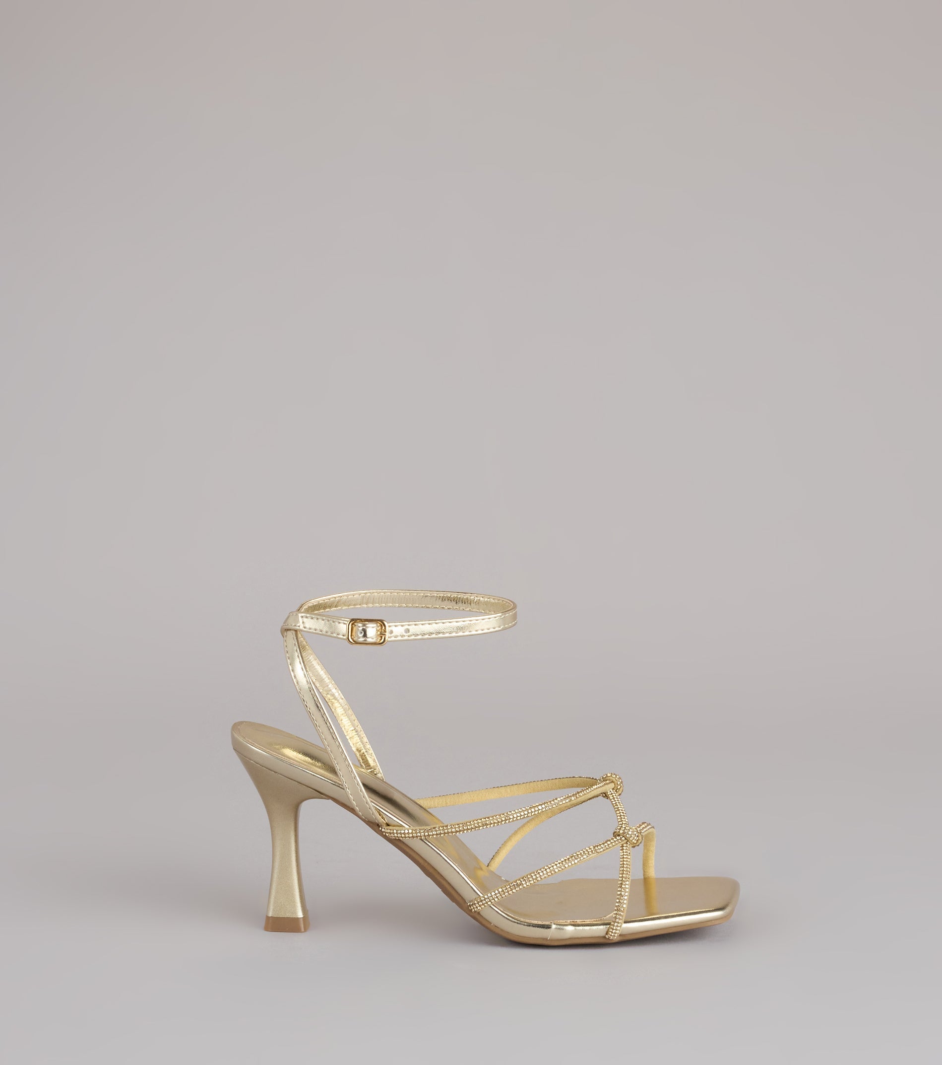 RSVP Ready Rhinestone Knot Strappy Heels