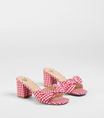 Cutesy Babe Gingham Bow Strap Mules