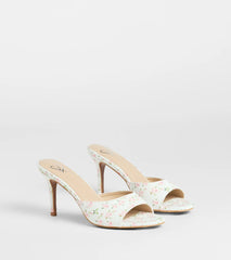 Flourishing Rose Floral Stiletto Mules