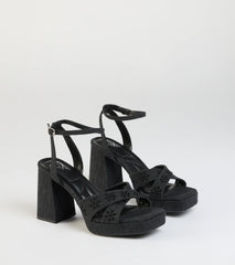 Darling Sunshine Eyelet Platform Block Heels