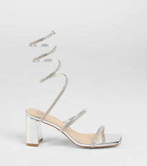 Sparkle And Shine Rhinestone Spiral Block Heels