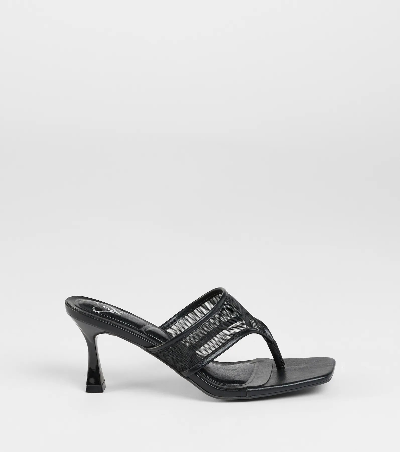Sheer Twist Mesh Thong Stiletto Mules