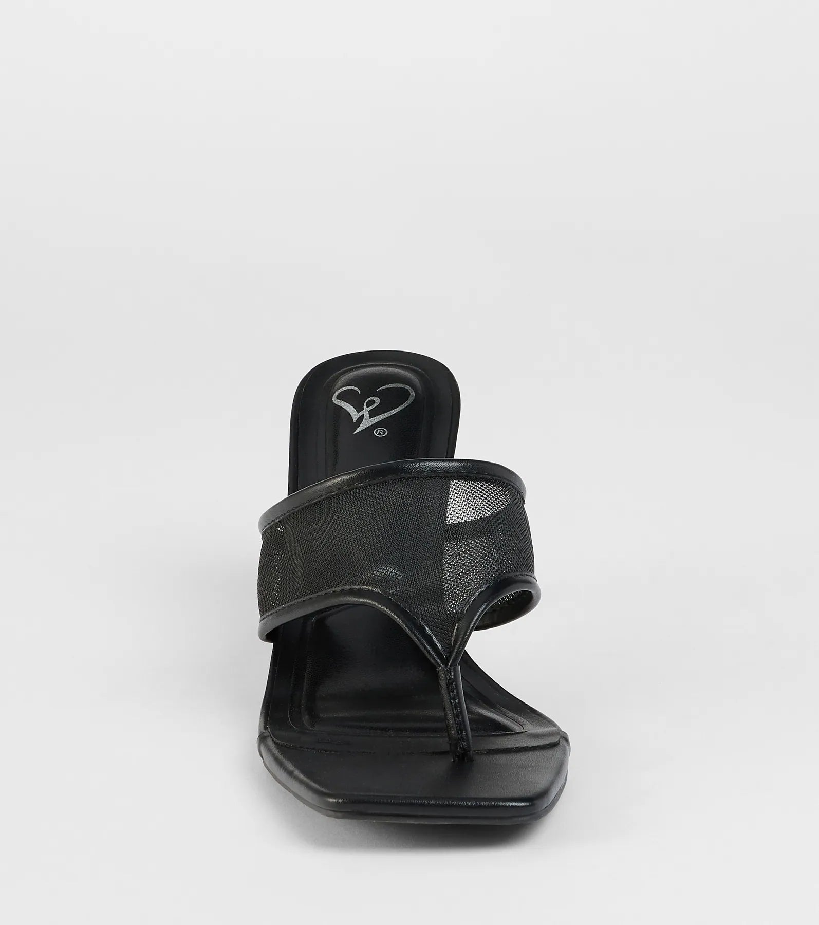 Sheer Twist Mesh Thong Stiletto Mules