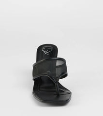 Sheer Twist Mesh Thong Stiletto Mules