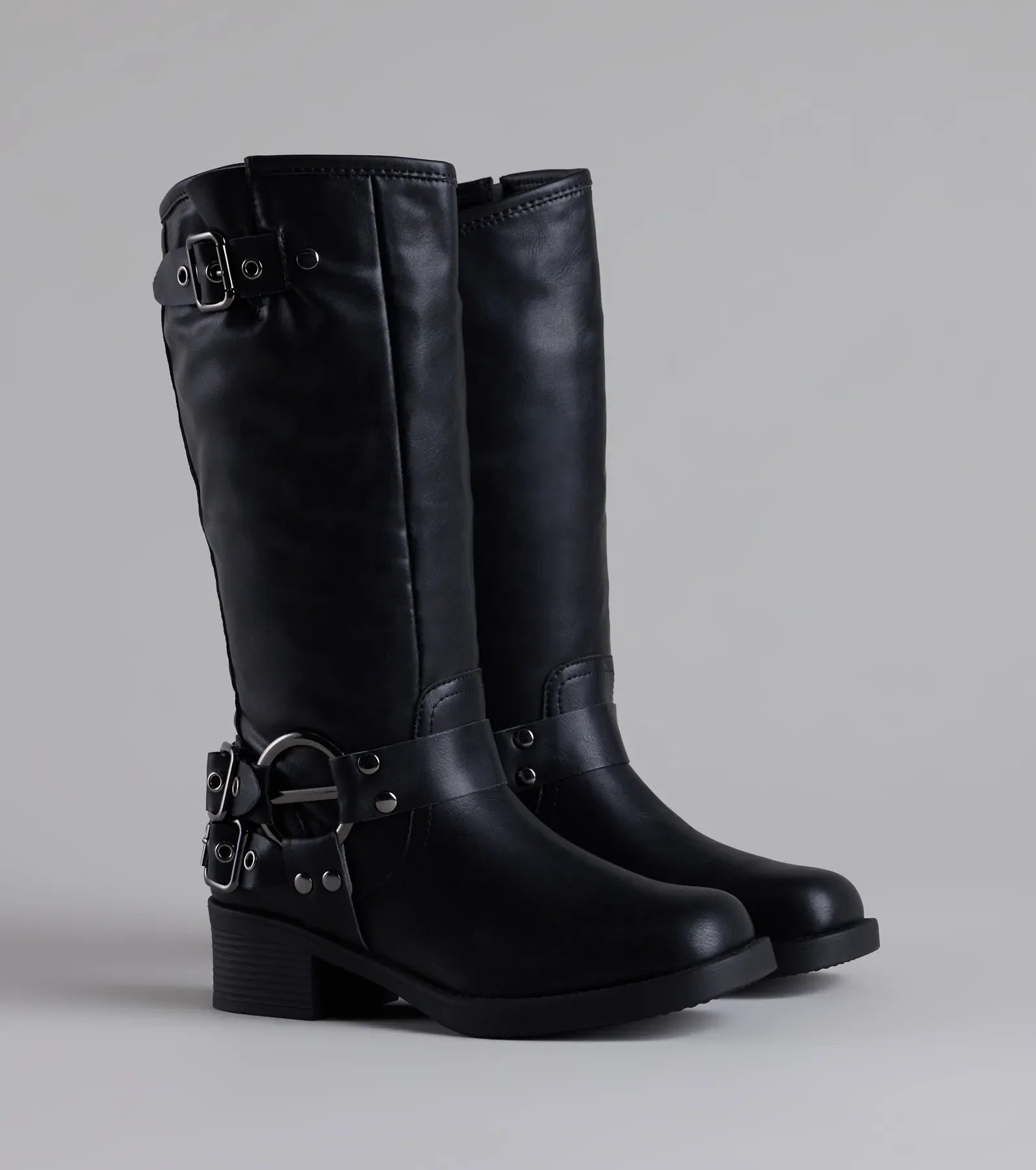 Bring The Edge Buckled Square Toe Boots