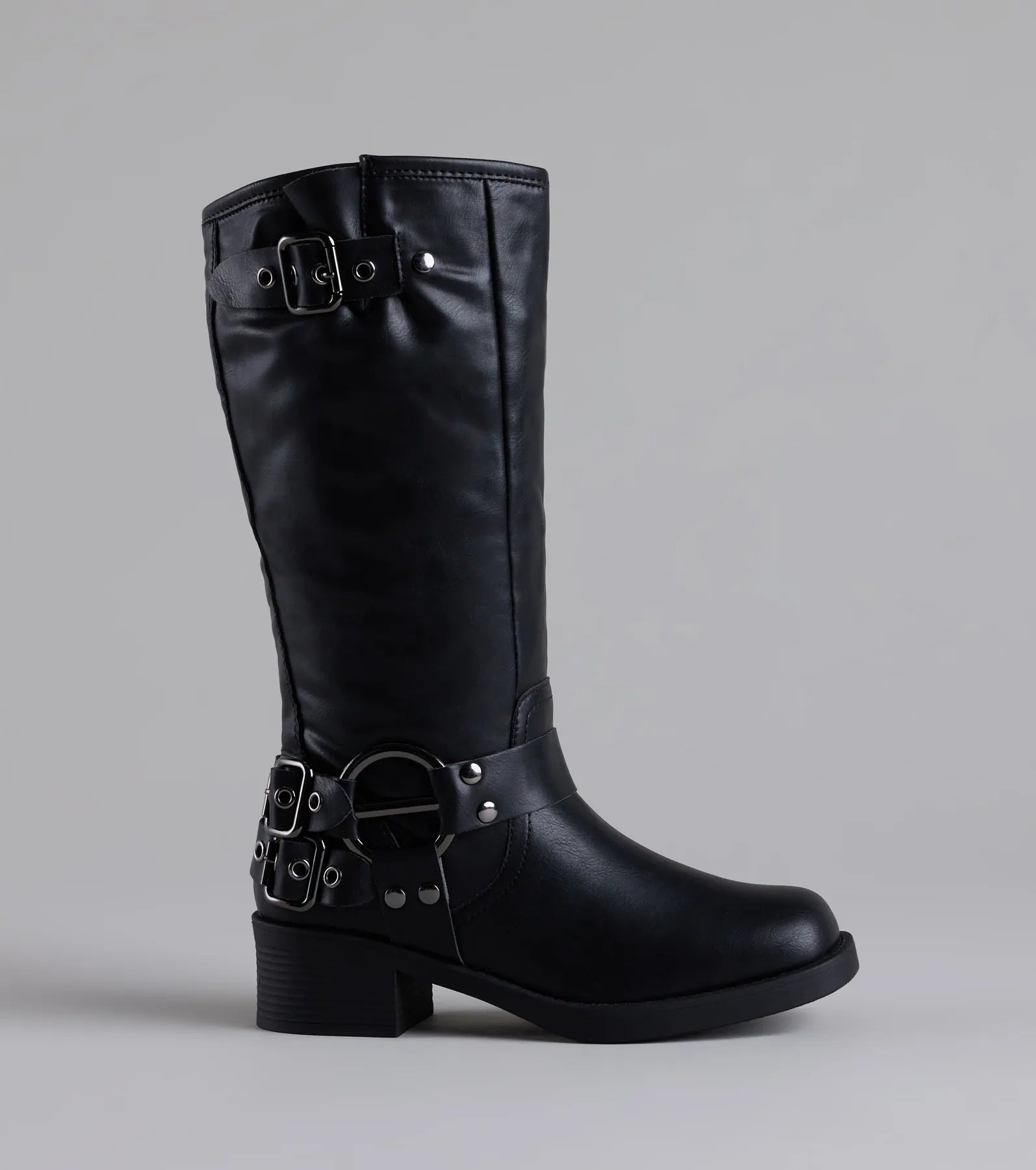 Bring The Edge Buckled Square Toe Boots
