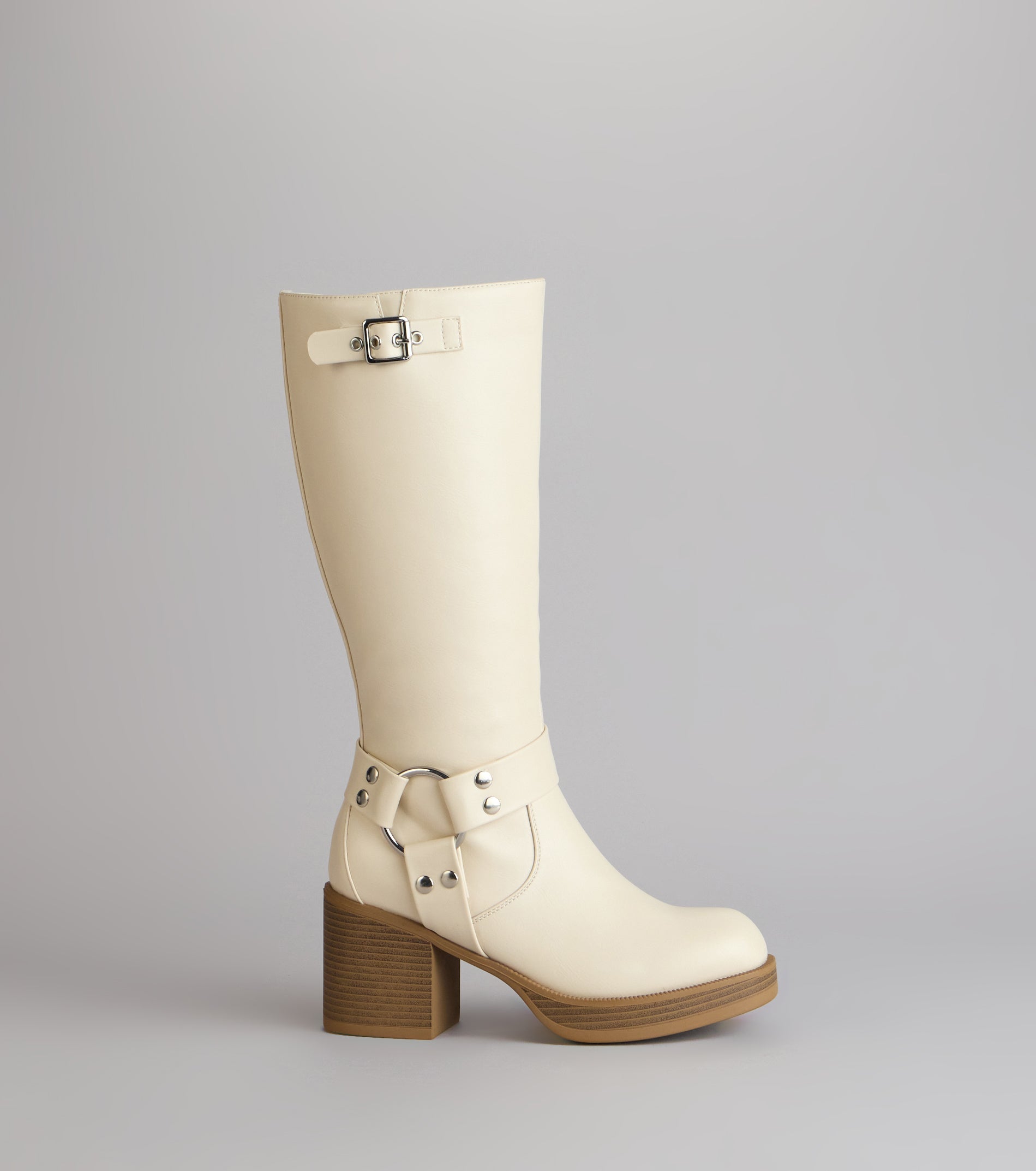 Sleek Strut Under-The-Knee Moto Boots