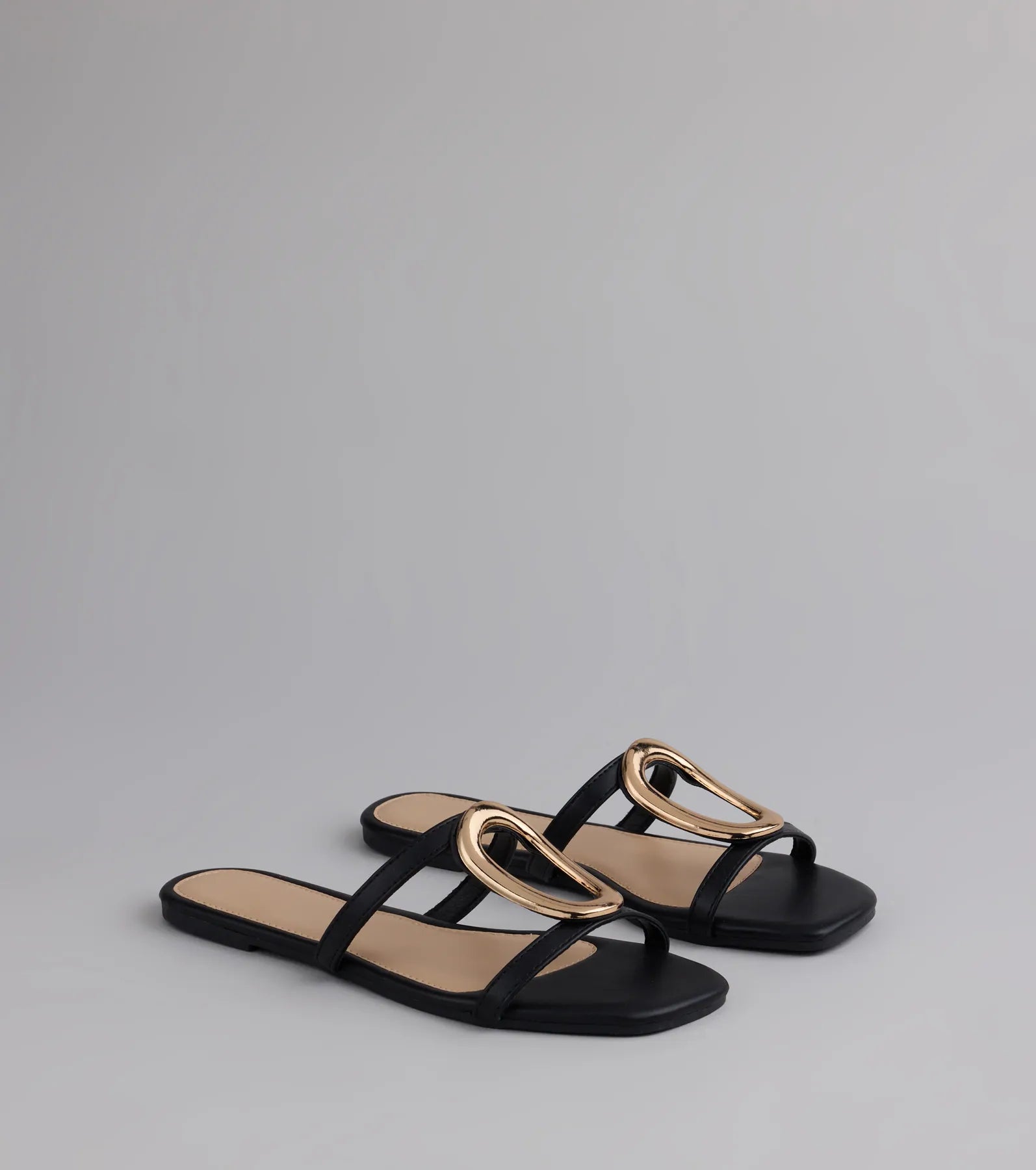 Chic And Sleek Square Strappy Flat Sandals