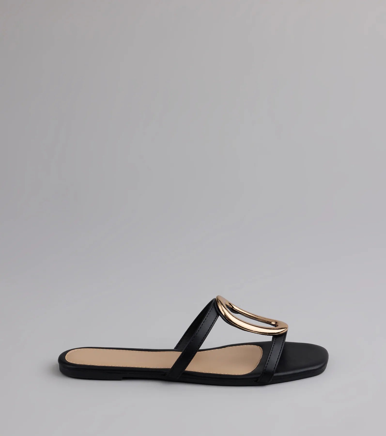 Chic And Sleek Square Strappy Flat Sandals