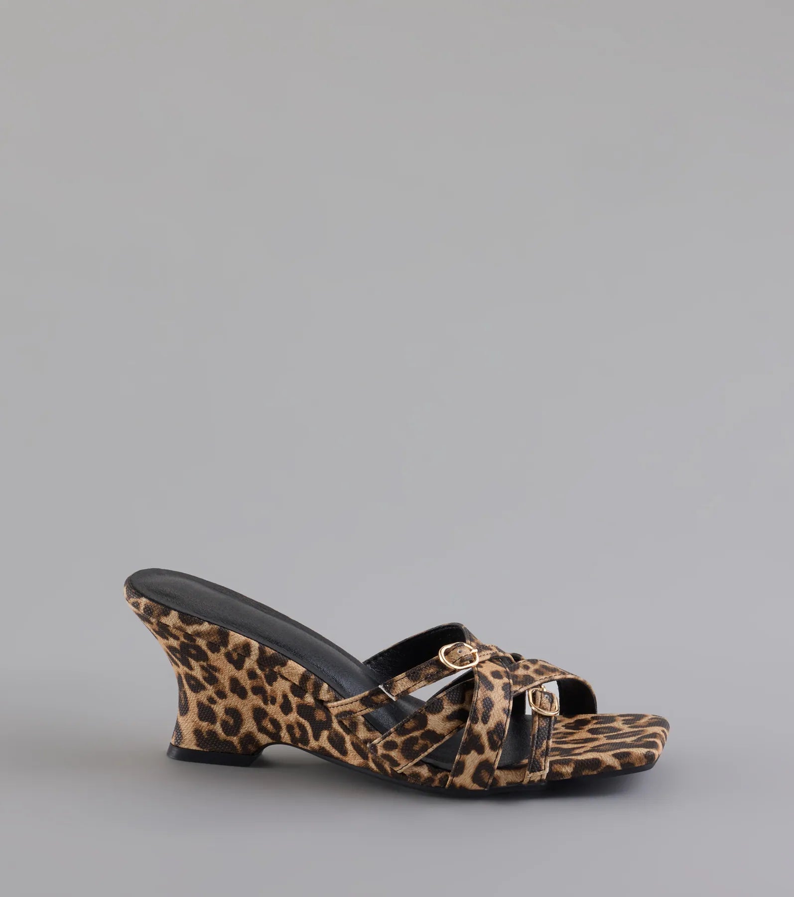 Playing It Cute Strappy Buckle Wedge Heels