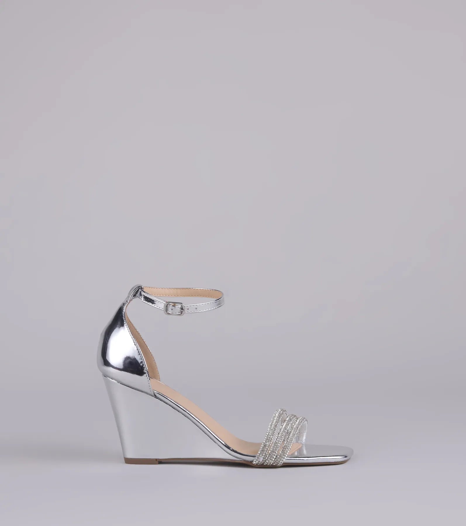 Major Glow Rhinestone Metallic Wedge Heels