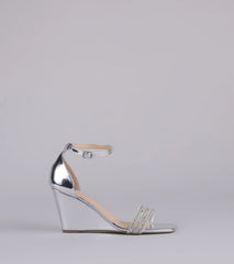 Major Glow Rhinestone Metallic Wedge Heels