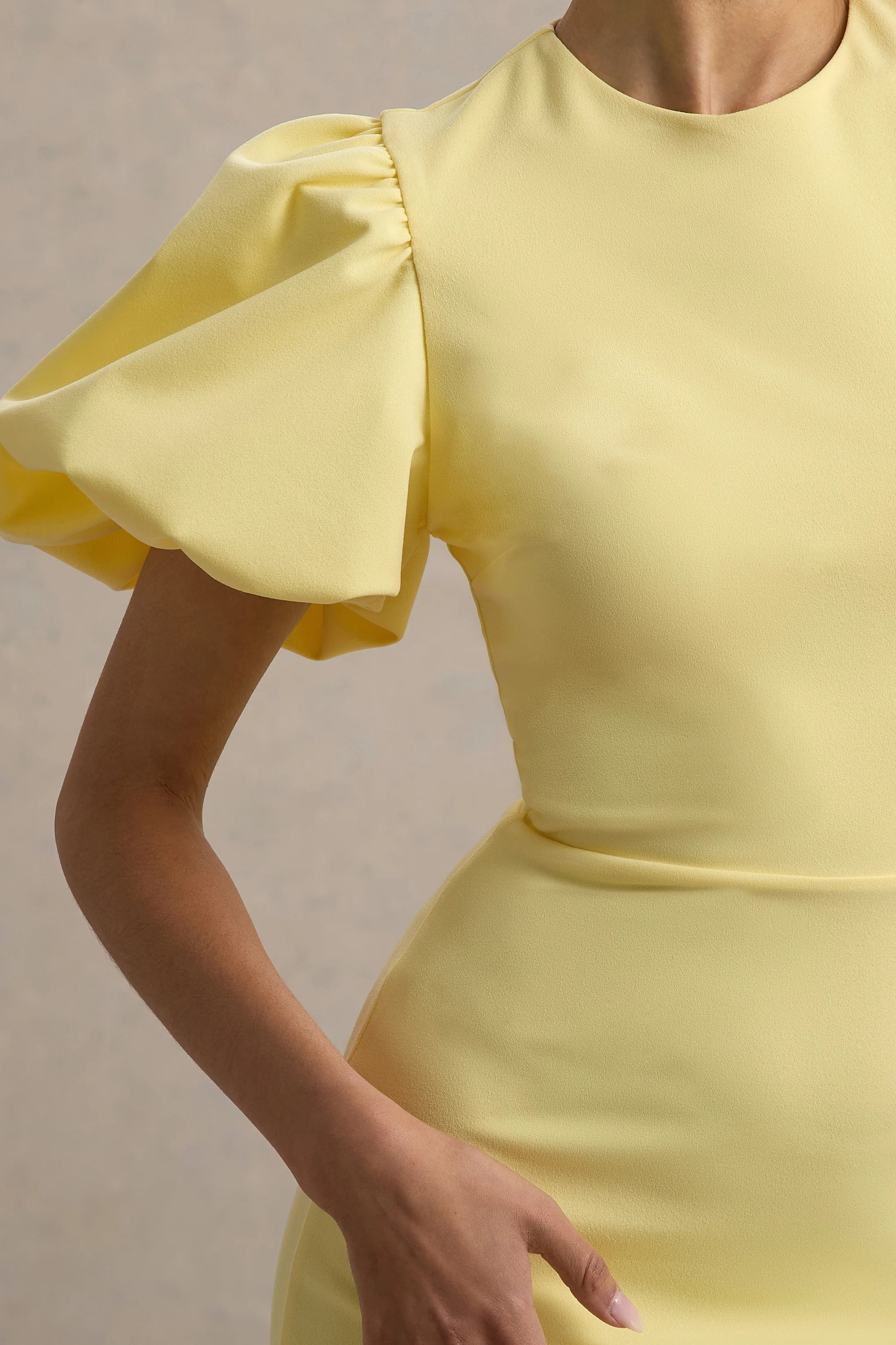 Dakota | Lemon Puff-Sleeve Midi Dress