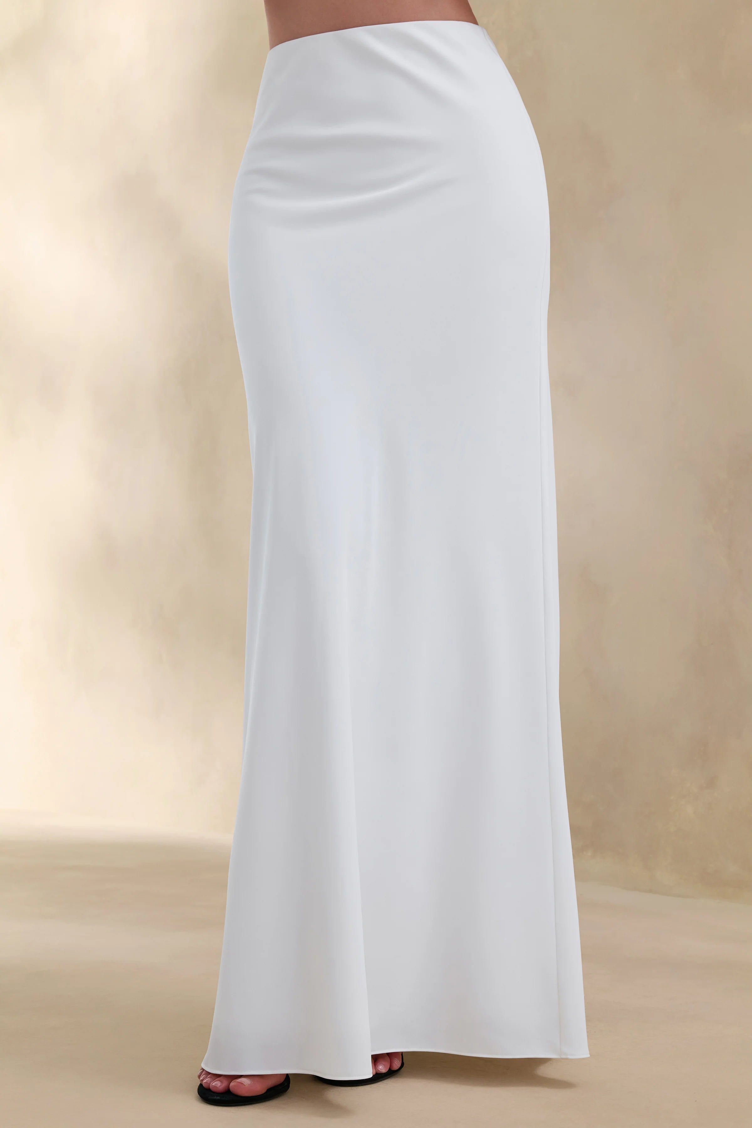 Iveta | White Satin Maxi-Skirt