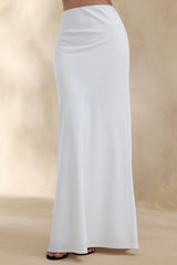 Iveta | White Satin Maxi-Skirt