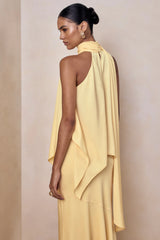 Sancelle | Lemon Matte Satin Halter-Neck Top