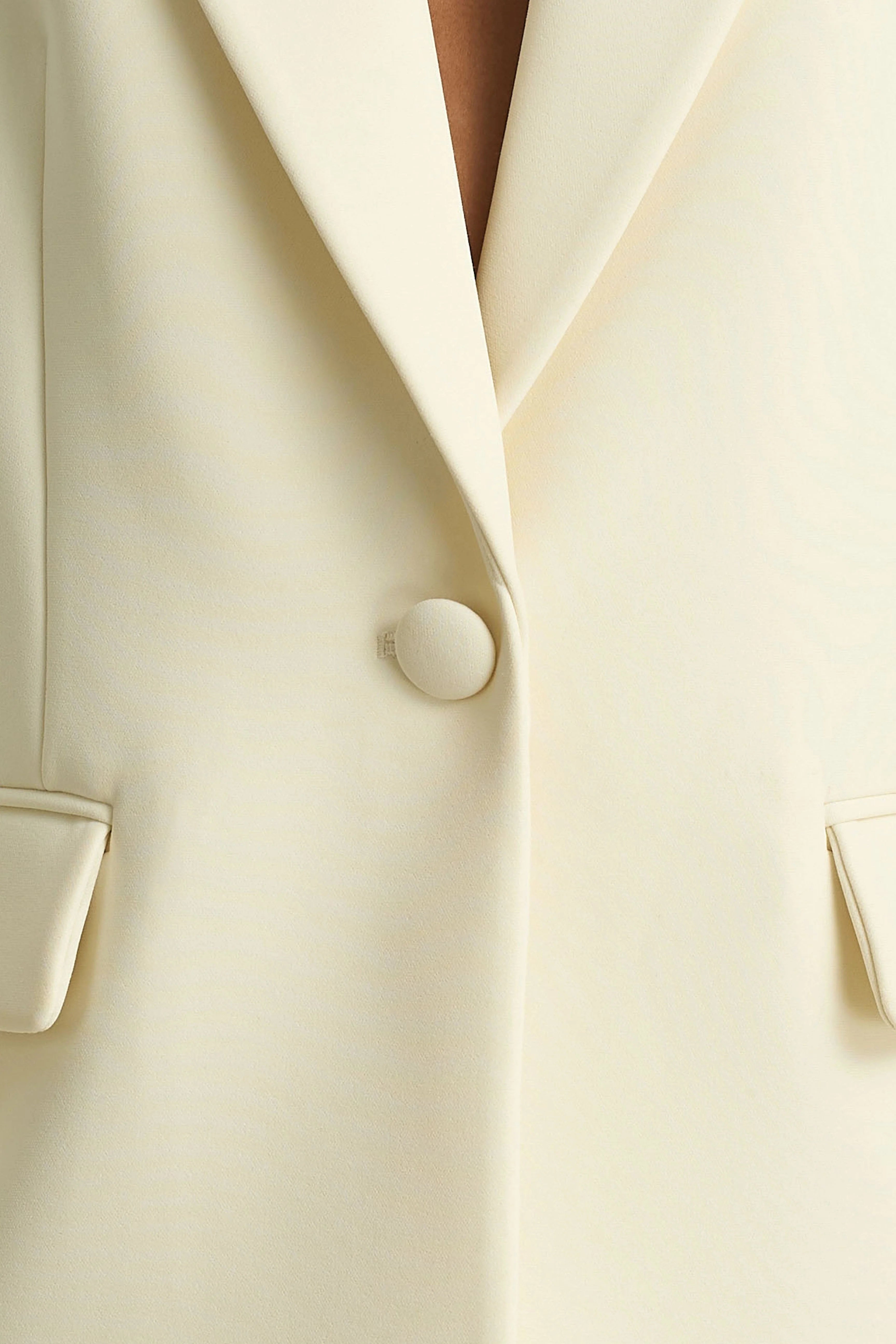 Katherine | Cream Oversized Plunge-Neck Blazer
