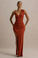 Island Girl | Rust Asymmetric Maxi Dress With Split