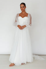 Fairytale Dream Sheer Sleeve Maxi Dress White