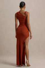 Island Girl | Rust Asymmetric Maxi Dress With Split
