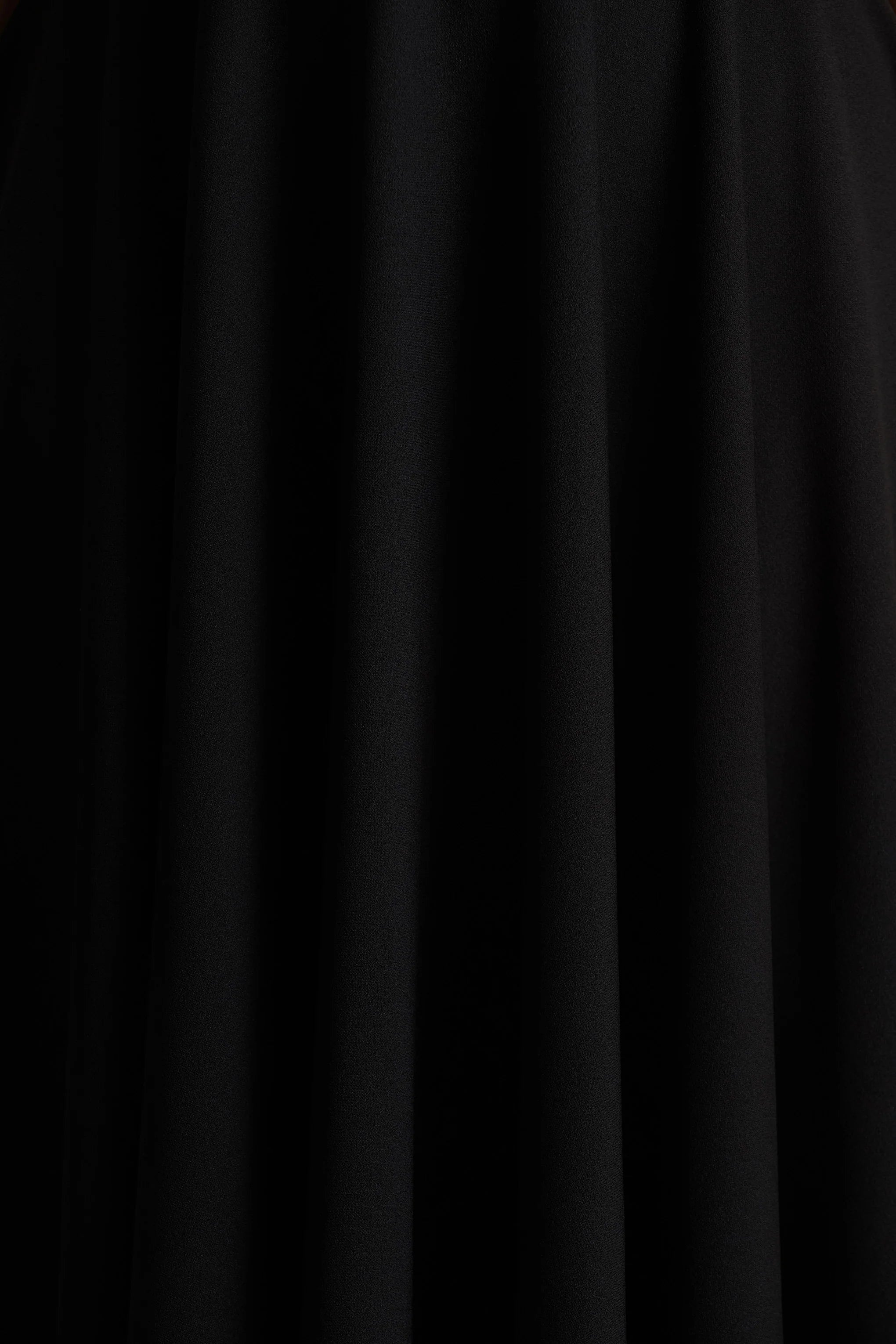 Vicky | Black High Neck Midi Dress With Puff Sleeves