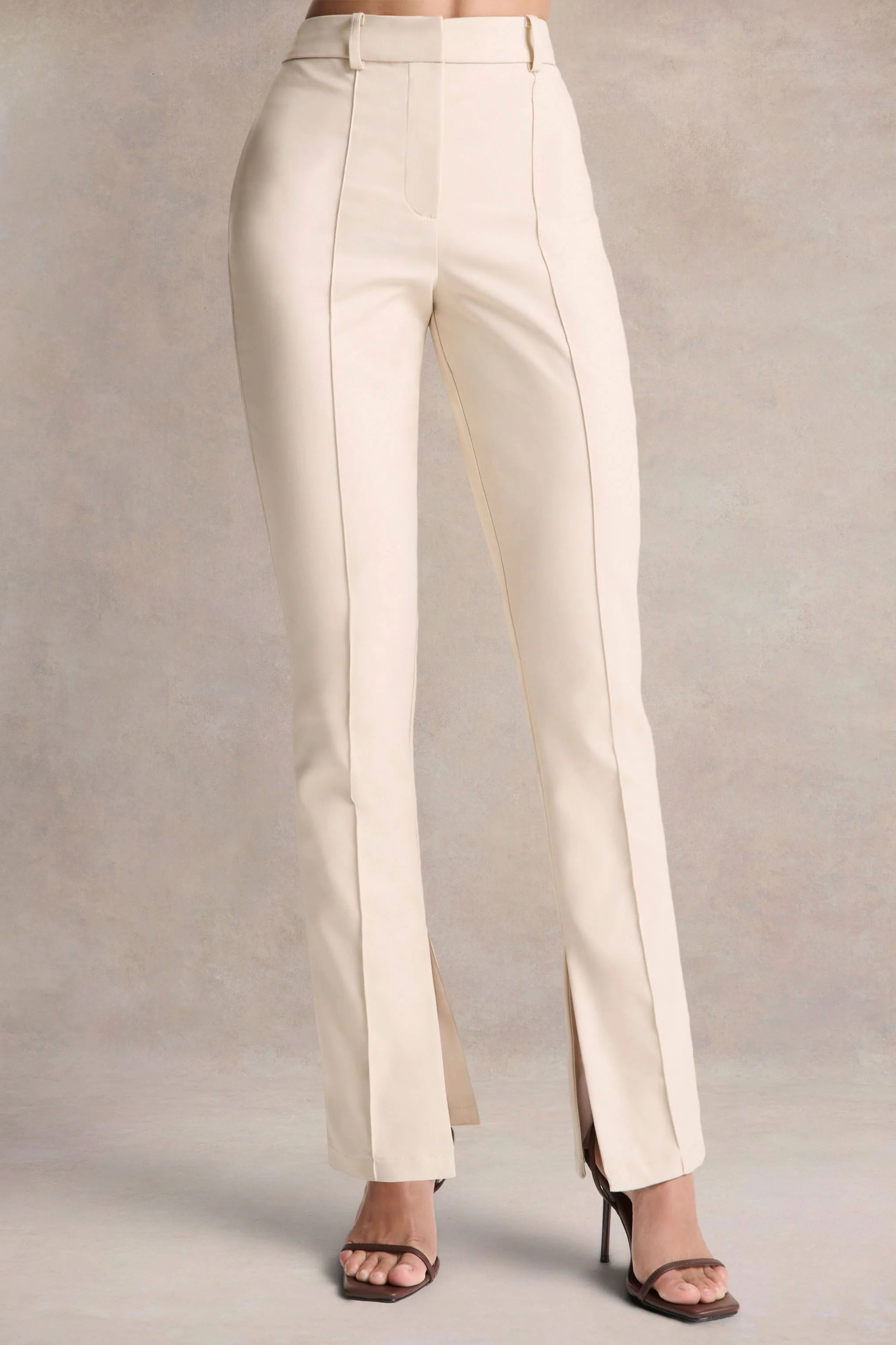 Wonder Woman | Cream High Waist Tailored Trousers With Hem Split
