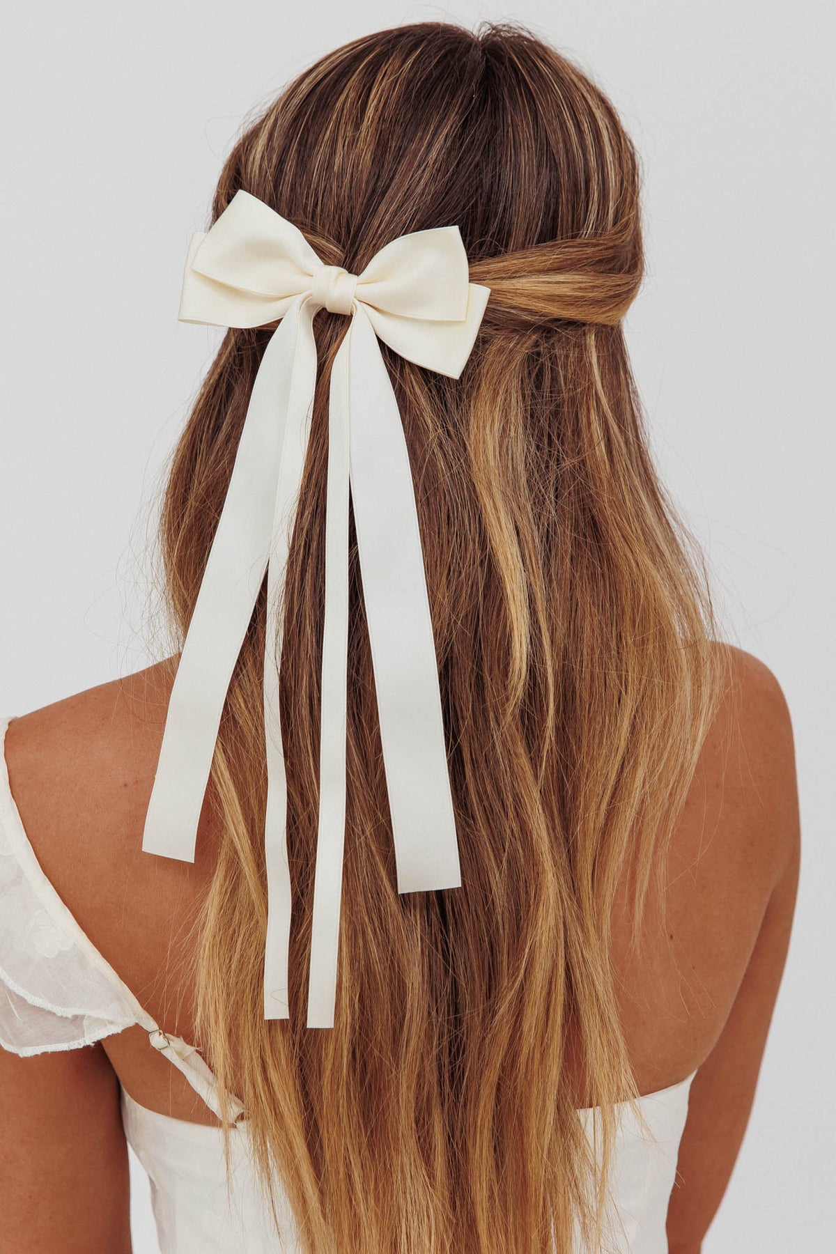 D'Arcy Double Bow Hairclip White