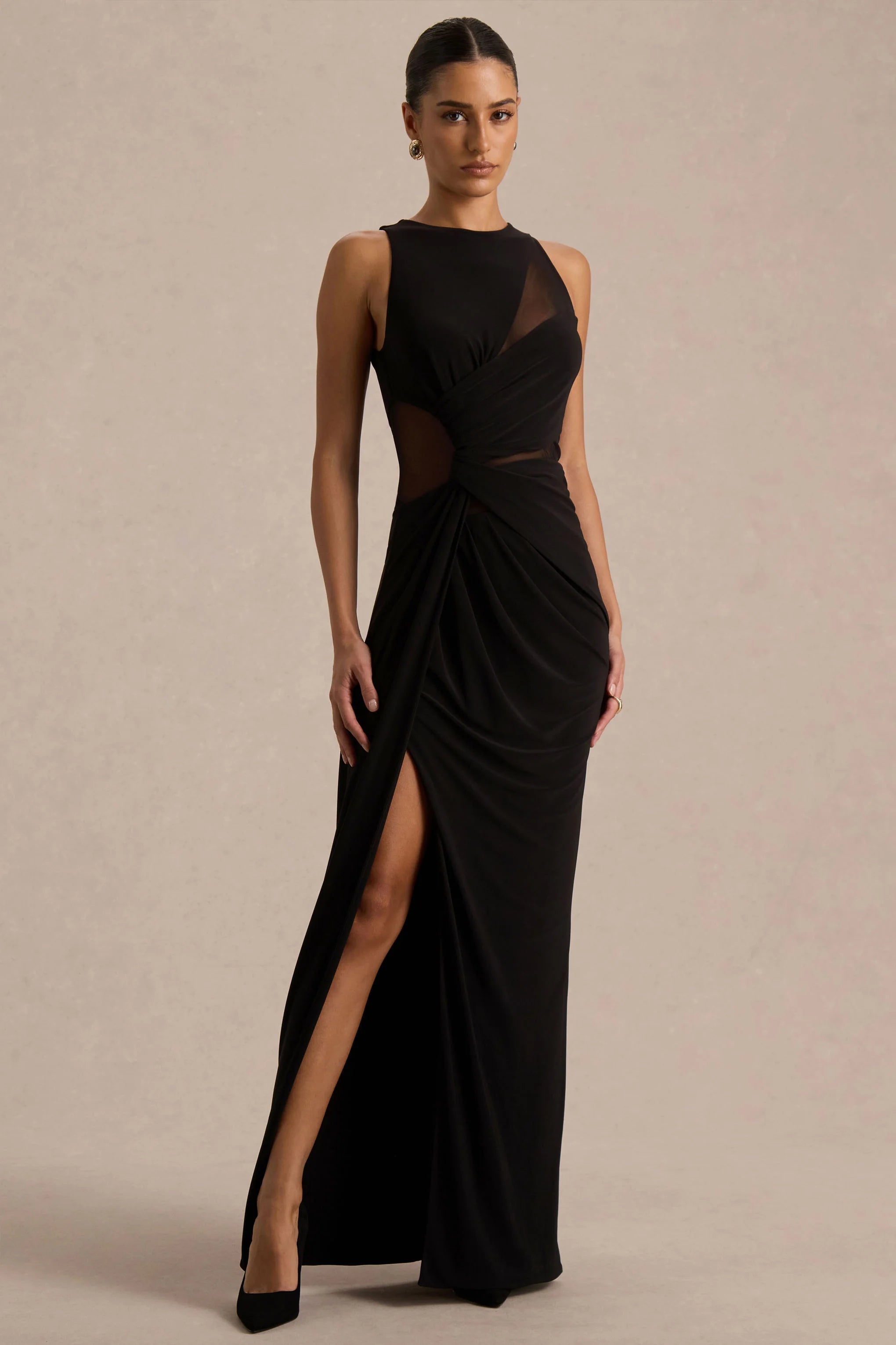 Opaline | Black Crew-Neck Maxi Dress