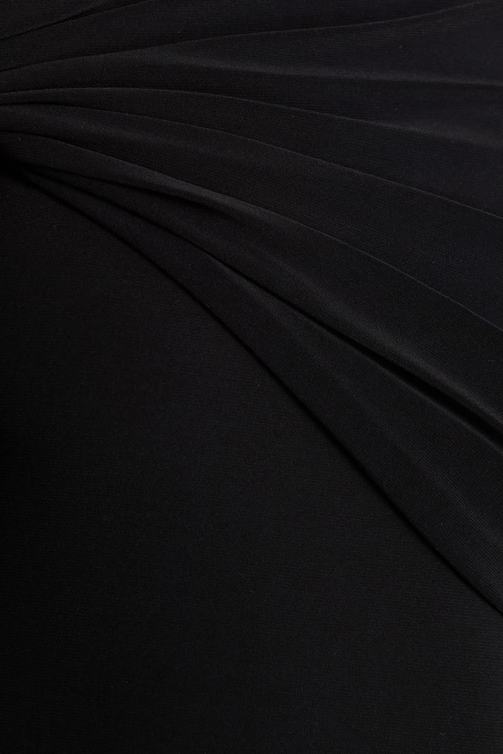 Alexia | Black Asymmetric-Neck Maxi Dress With Gold-Details