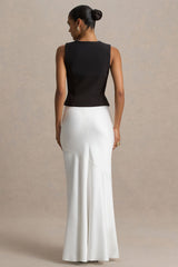 Lilah  | Cream Satin Maxi Skirt